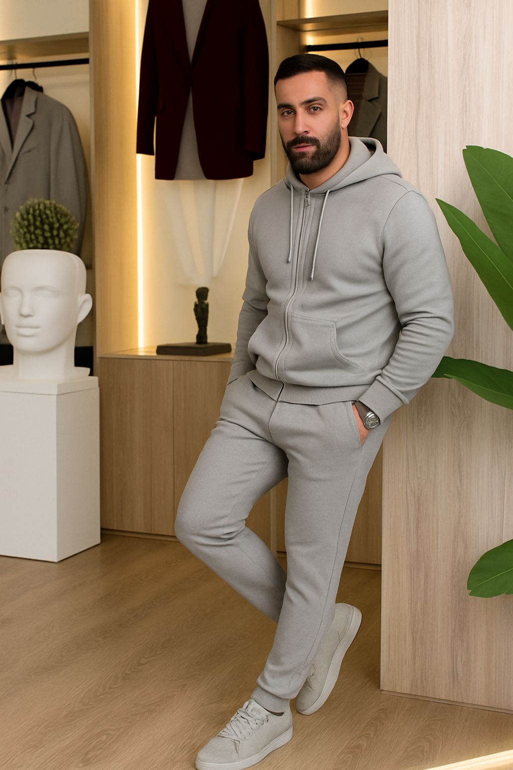 Essential Tracksuit Full Zipper ( Gray )