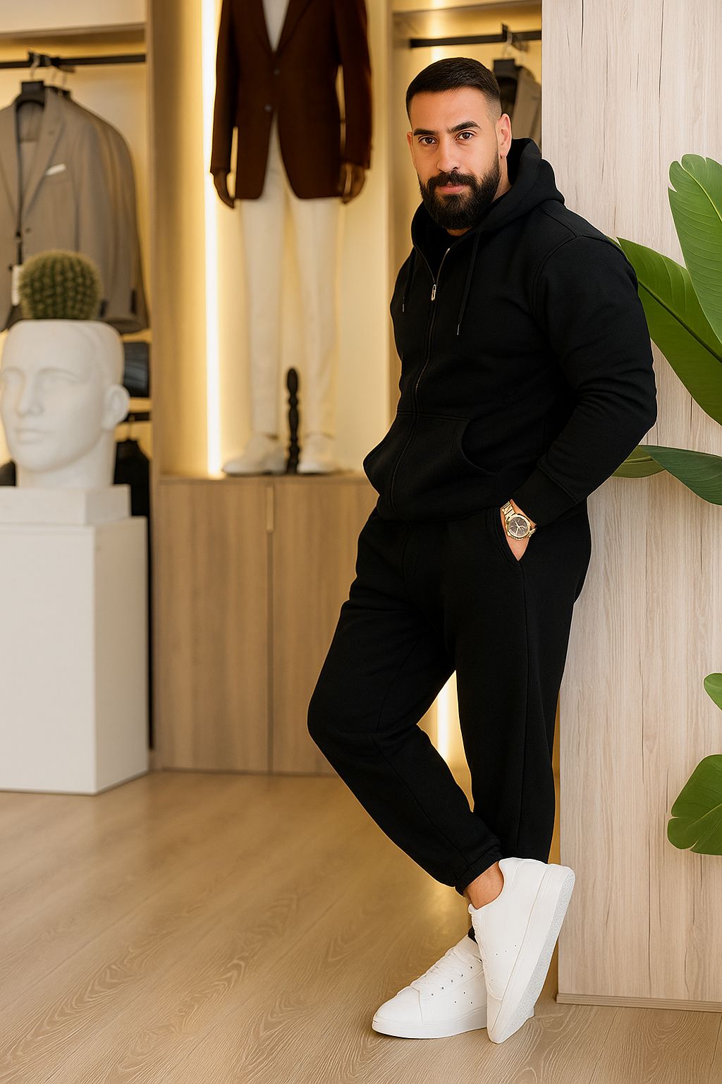 Essential Tracksuit Full Zipper ( Black )